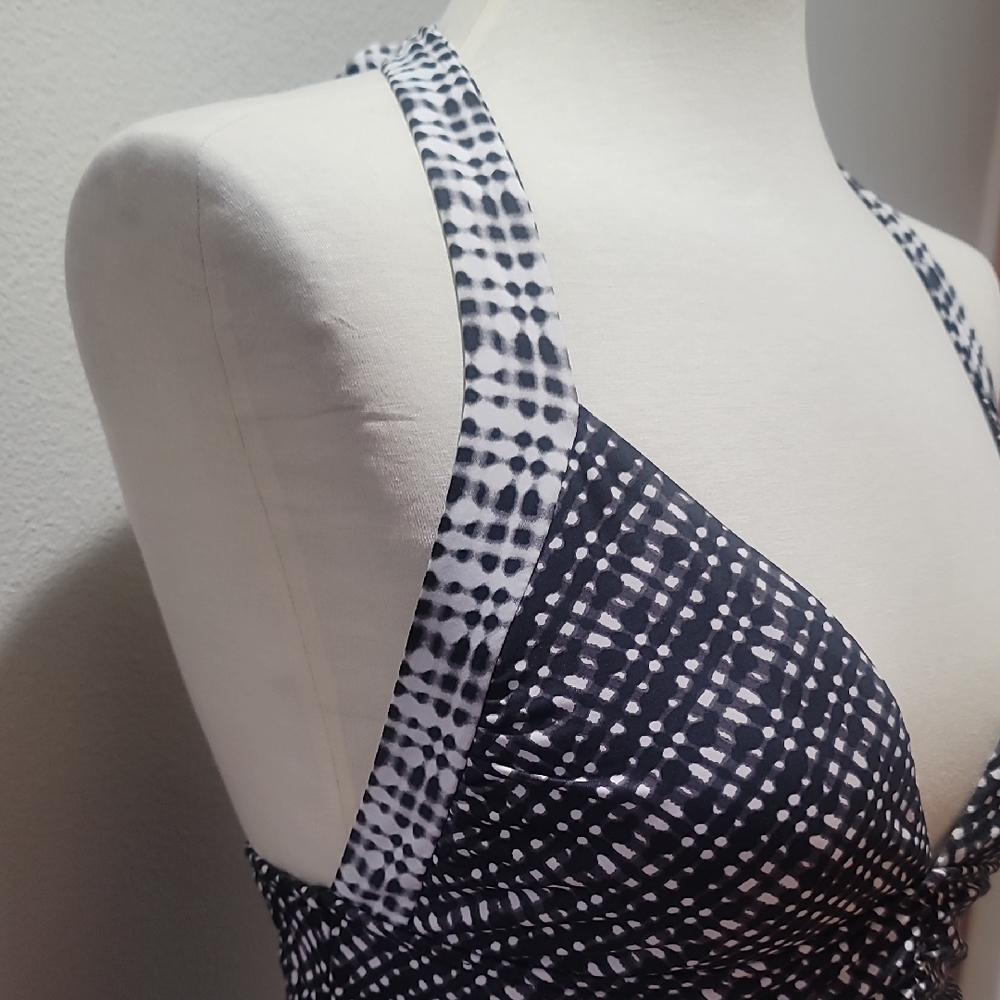 Athleta Sleeveless Swimwear Tankini Haltar Top Black White Vacation Resortwear - Picture 4 of 13